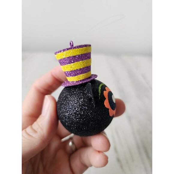 Pier 1 owl glitter ornament hat Halloween rare tree vintage Xmas - Picture 5 of 9